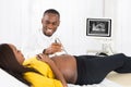 Gynecologist Using Ultrasound On Pregnant Woman`s Belly Royalty Free Stock Photo