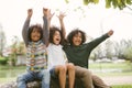 Happy African american little boy kids children joyfully cheerful and laughing. Concept of happiness. Royalty Free Stock Photo