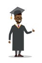 Happy african american male graduate in cloak and graduation cap