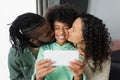 happy african american parents kissing cheek Royalty Free Stock Photo