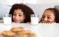 Happy African American Siblings Girls Having Lunch Together At Home Royalty Free Stock Photo