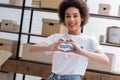 happy african american volunteer showing love Royalty Free Stock Photo