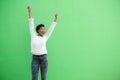 Happy african american woman cheering with arms raised Royalty Free Stock Photo