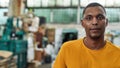 Happy african american young man on rubbish station Royalty Free Stock Photo