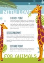 Happy african animal cute character. Cartoon colorful poster, flyer, banner, card, brochure