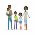 Happy African family - cartoon people characters isolated illustration Royalty Free Stock Photo