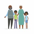 Happy African grandparents - cartoon people characters isolated illustration