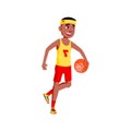 happy african guy play basketball sport game cartoon vector Royalty Free Stock Photo