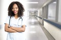 Happy african medical intern doctor on studio white Royalty Free Stock Photo