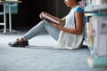 Happy african student girl reading book at library Royalty Free Stock Photo