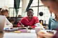 Happy african student smiling