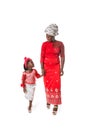 Happy African woman with little girl in traditional dress.Isolated Royalty Free Stock Photo