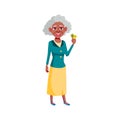 happy african woman senior holding tickets to theater cartoon vector