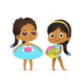 Happy Afro American Children in Swimsuit Play