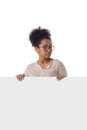 Afro american woman with blank board Royalty Free Stock Photo