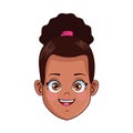 Happy afro girl head avatar character