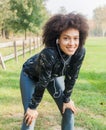 Happy Afro Woman Take A Break Listening To The Music Royalty Free Stock Photo