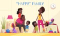 Happy Afroamerican Family Cartoon Illustration