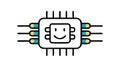 Happy AI Processor Chip, Artificial Intelligence Icon, vector design Generative AI Royalty Free Stock Photo