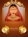 Happy akshaya tritiya celebration flyer and bridal with golden necklace and gold coin Royalty Free Stock Photo