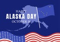 Happy Alaska Day on October 18 Hand Drawn Cartoon Flat Illustration with Flag Waving in Winter Landscape in Template for Poster Royalty Free Stock Photo