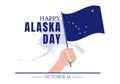 Happy Alaska Day on October 18 Hand Drawn Cartoon Flat Illustration with Flag Waving in Winter Landscape in Template for Poster Royalty Free Stock Photo