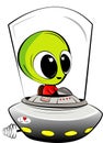 A happy alien flying his spacecraft Royalty Free Stock Photo