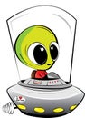 A happy alien flying in his spaceship. Royalty Free Stock Photo