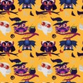 Happy All Hallows Eve nightbirds seamless pattern Royalty Free Stock Photo