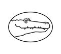 Alligator head. Happy crocodile cut out silhouette