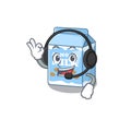 Happy almond milk mascot design style wearing headphone
