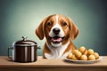 Happy Amazed Excited Dog Eating Icecream, Technology. Generative AI