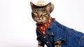 Happy American Bobtail Cat Dressed As A Cowboy