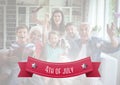 Happy american family on a couch for the 4th of july Royalty Free Stock Photo