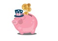 Happy American piggy bank