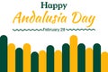 Happy Andalusia Day colorful wallpaper with shapes and typography. February 28 is observed as Andalusia day in Spain