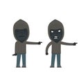 Happy and Angry Character Anonymous Hackers making presentation