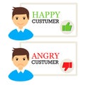Happy and angry custumer