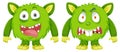 Happy and angry green monster