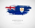 Happy anguilla day with creative watercolor country flag background