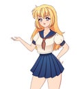 Happy anime manga girl with blonde hair