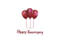 Happy anniversary with balloons greetings card. Simple vector image Royalty Free Stock Photo