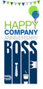 Happy Anniversary Boss banner flat vector Illustration