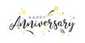 Happy Anniversary card. Beautiful greeting banner poster calligraphy inscription black text word. Royalty Free Stock Photo