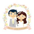 Happy anniversary card, couple wedding, vector Royalty Free Stock Photo