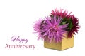Happy Anniversary card with flowers in the gift box Royalty Free Stock Photo