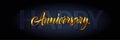 Happy anniversary card. Vector elegant greeting banner with gold text on blue background. 3D lettering. Calligraphy and