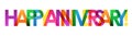 HAPPY ANNIVERSARY colorful overlapping letters vector banner