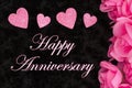 Happy Anniversary greeting with pink roses