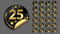 Happy anniversary logotype golden badges big collection Royalty Free Stock Photo